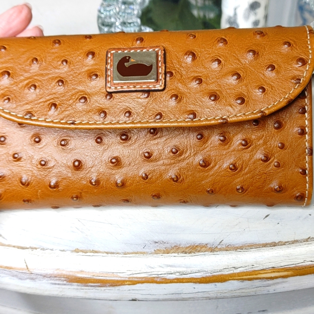 Dooney & Bourke Cognac Textured Leather Continental Wallet